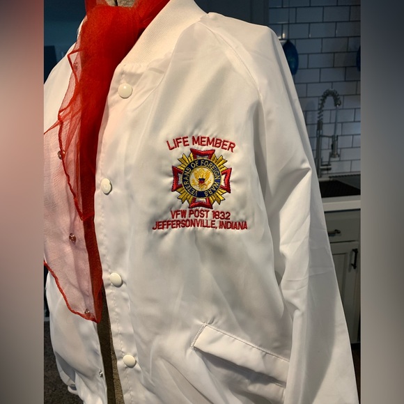 Vintage VFW satin snap jacket double sided King Louie Made in USA Medium Indiana - Picture 2 of 12
